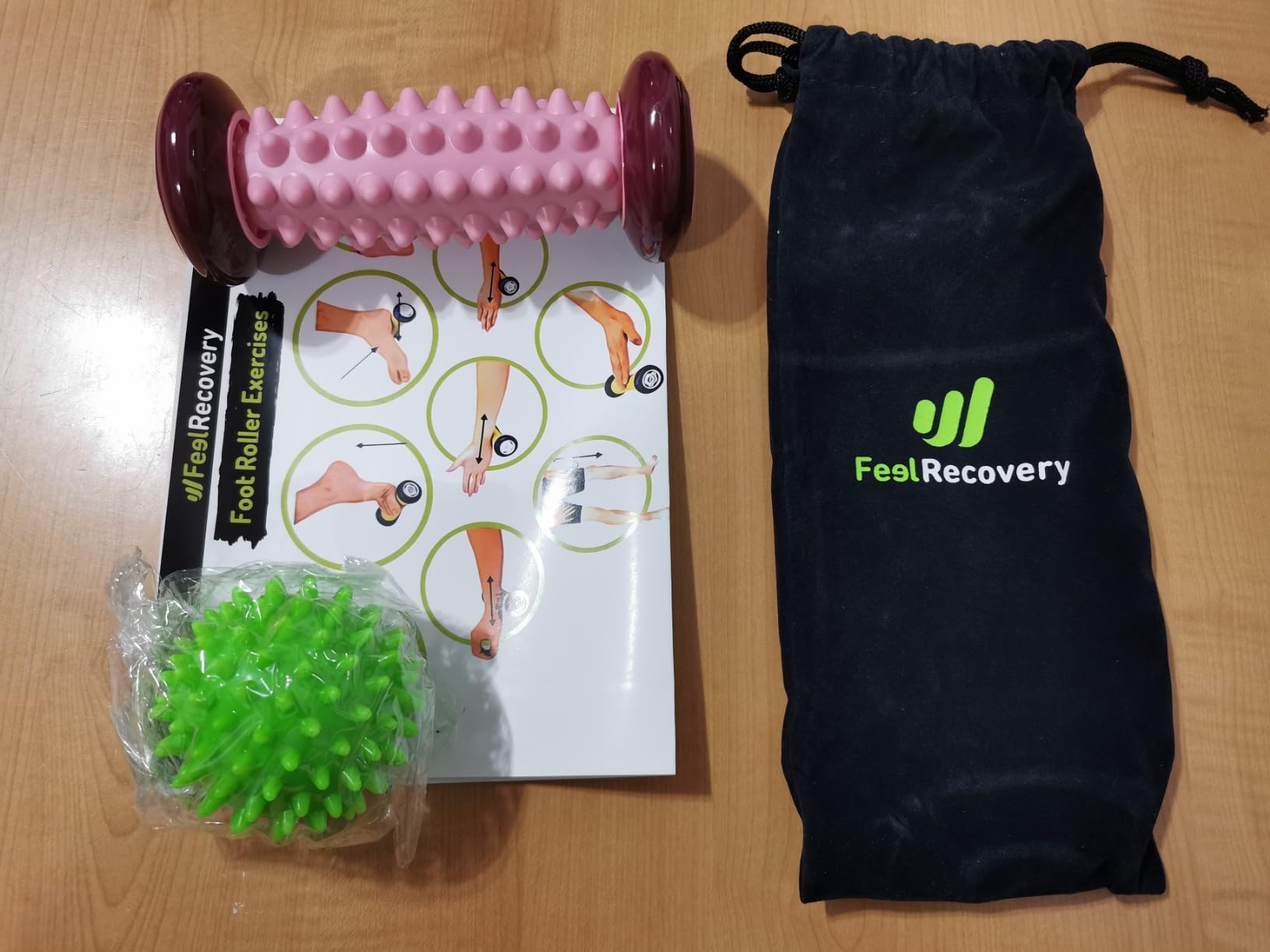 Feel Recovery Kit Rullo Piedi Palla Riccio Verde Fascite