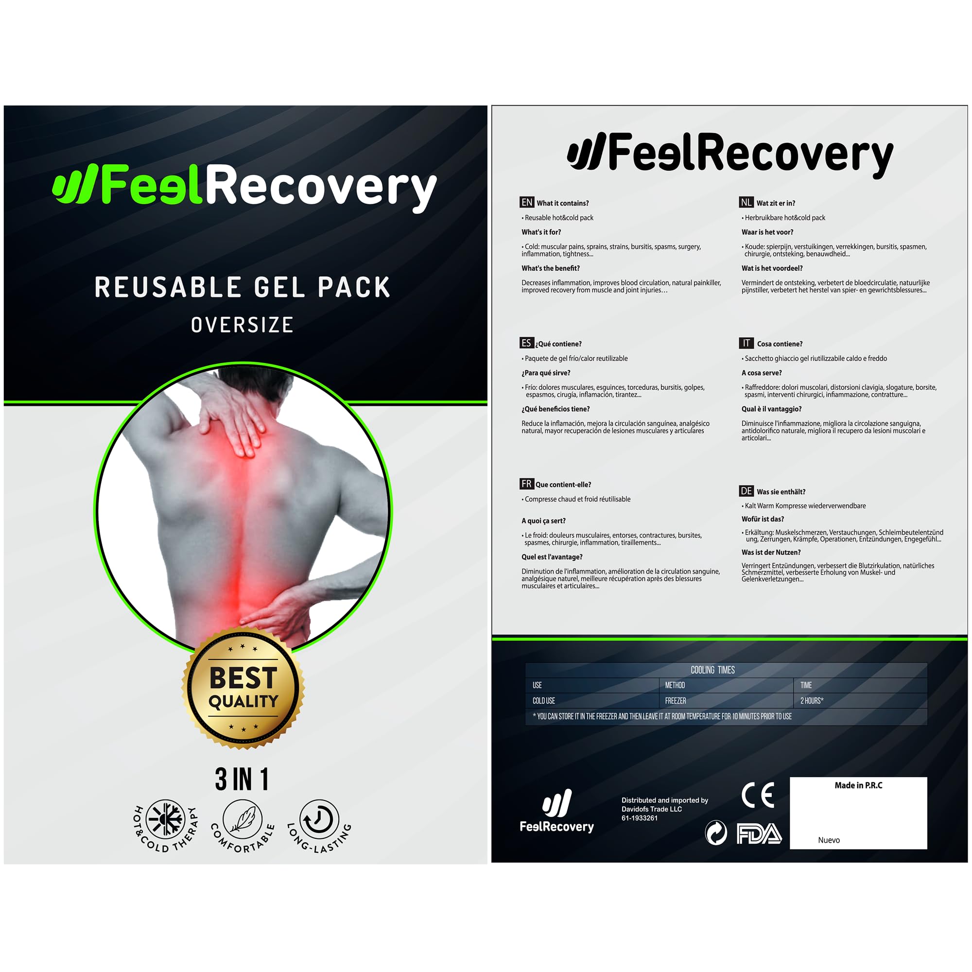 Feel Recovery Impacco Ghiaccio Extra Grande Gel 60x38