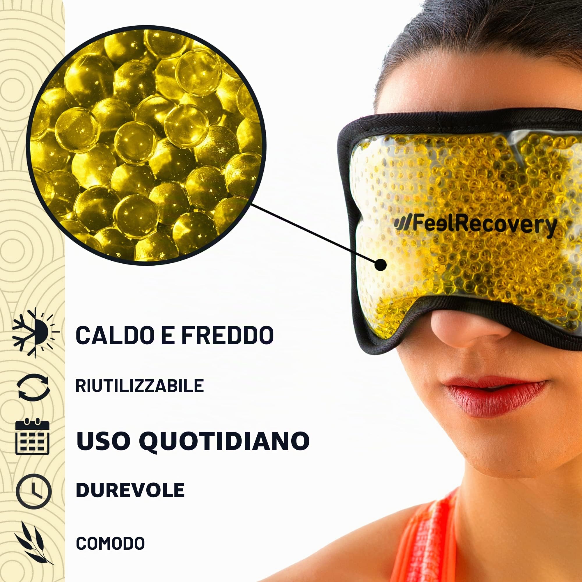 Feel Recovery Borsa Ghiaccio Gel Maschera occhi nero 21x11 cm